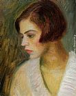 French Canvas Paintings - Head of a French Girl